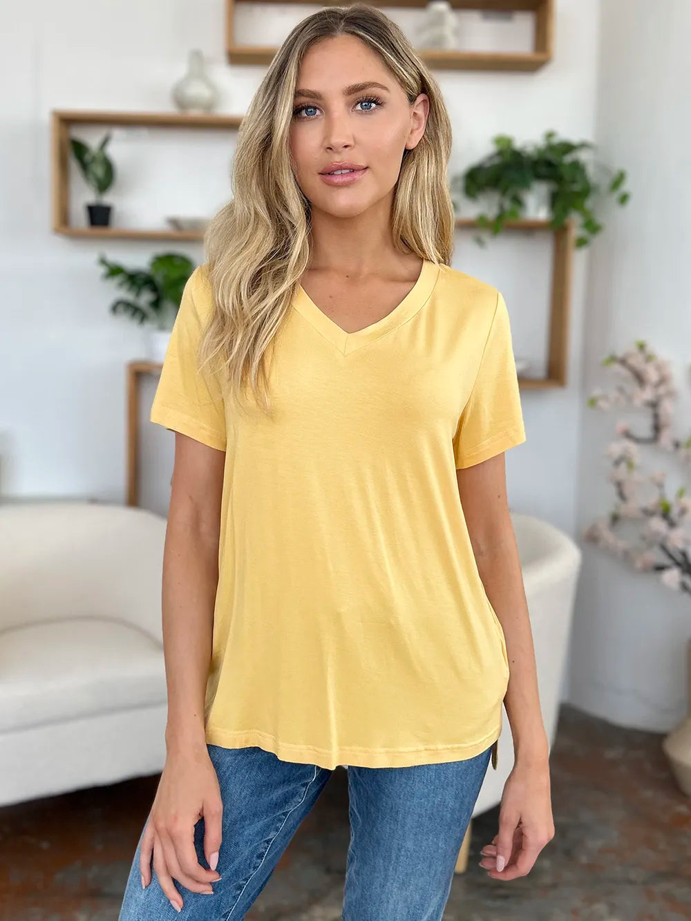 Bamboo high low tee lavender colorway