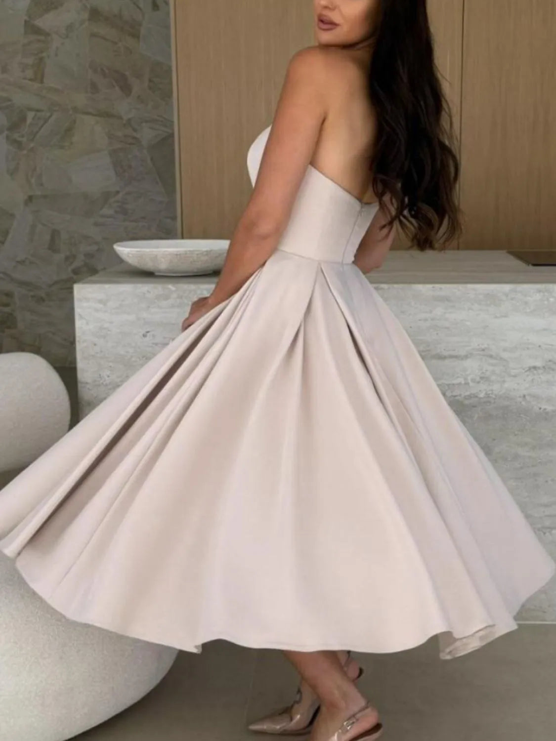 Strapless tube midi dress color range
