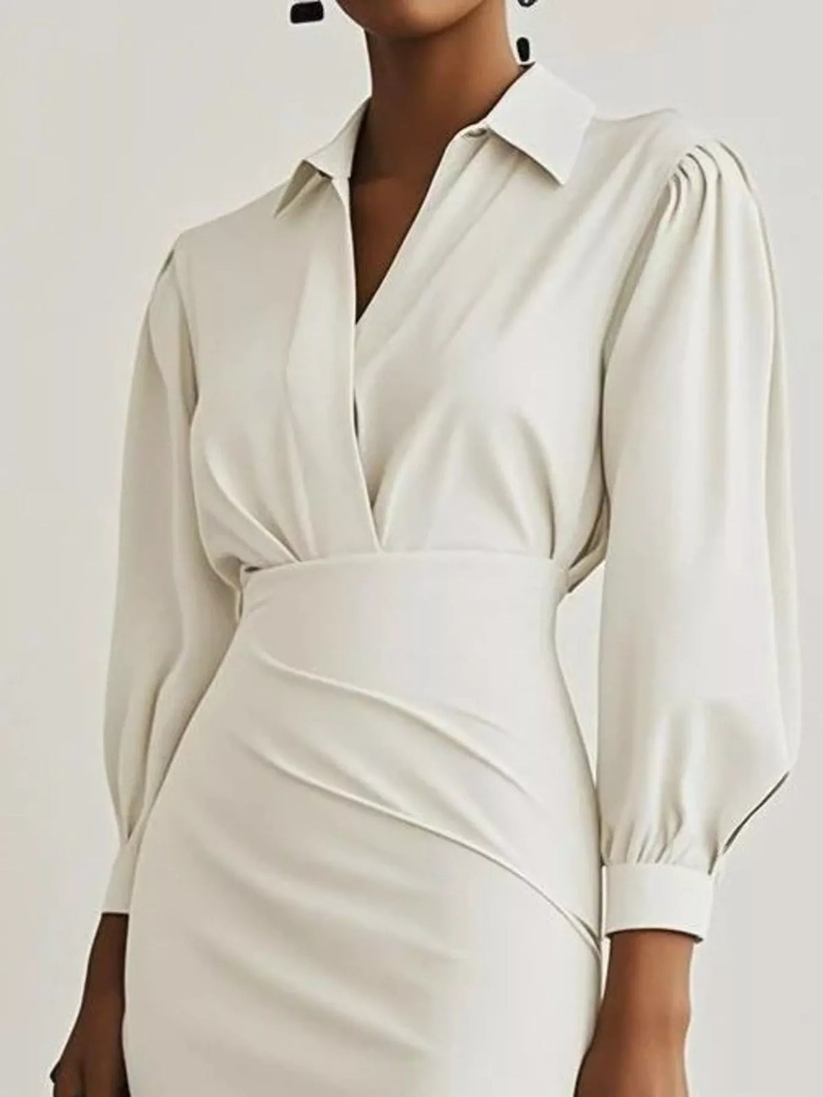 ruched midi shirt dress hemline detail