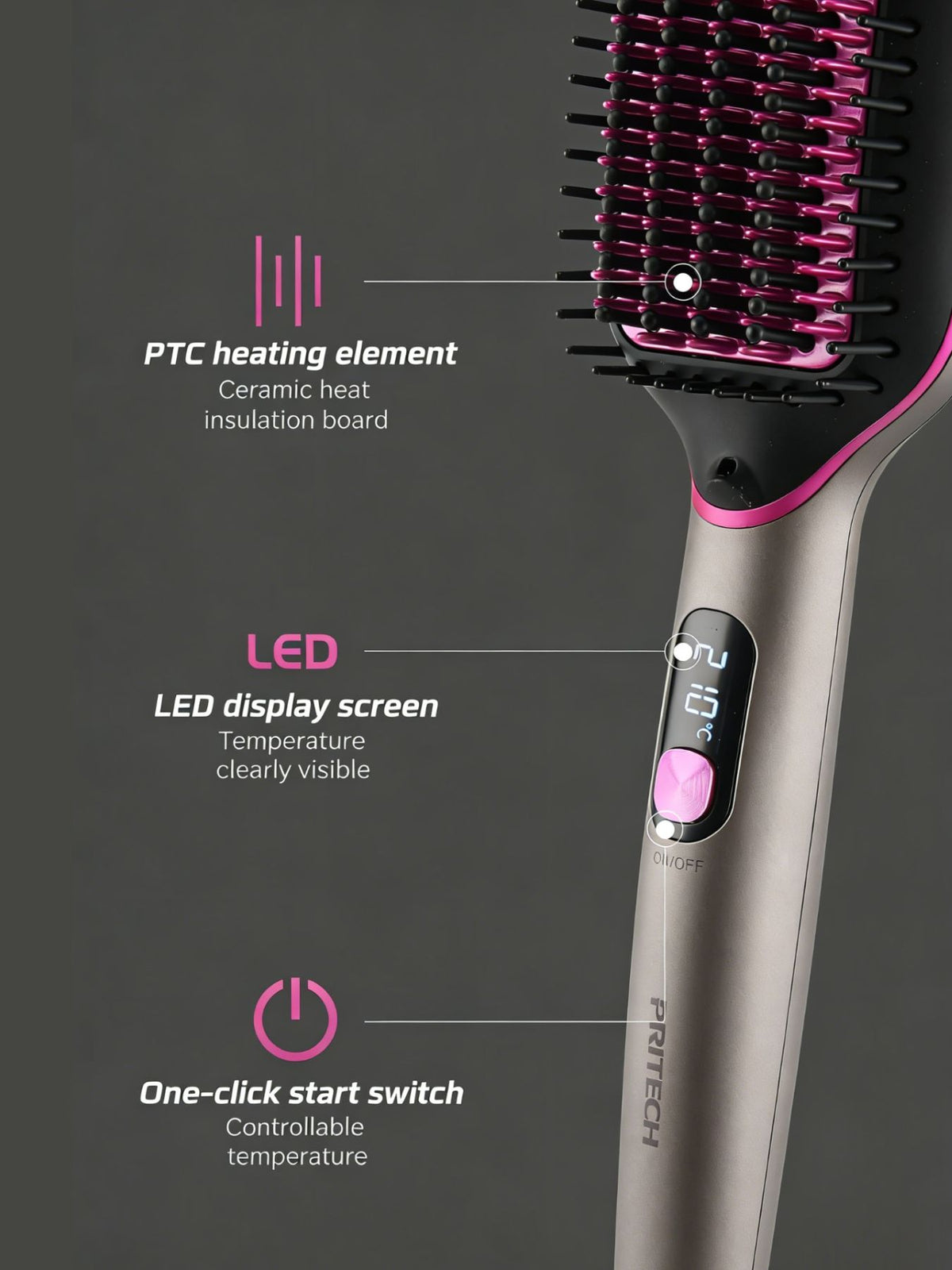 Straightening comb heated teeth close up