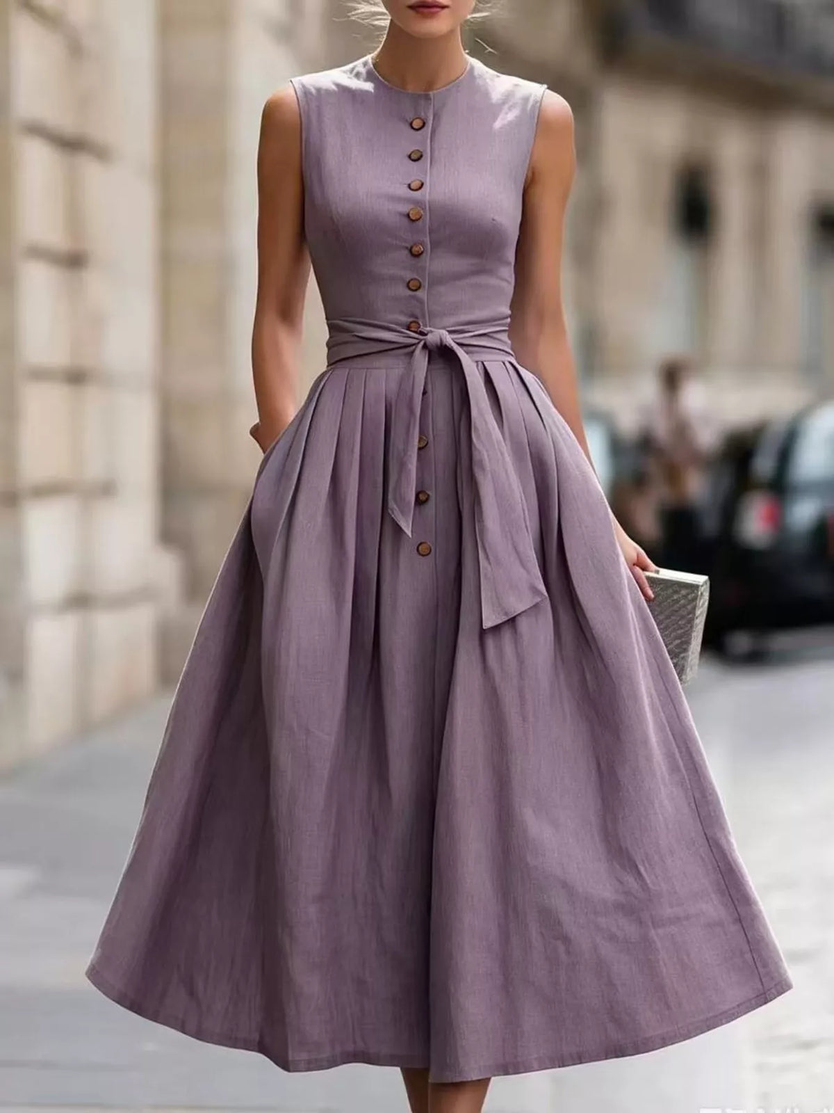 Colour range of the Belinda sleeveless belted midi dress
