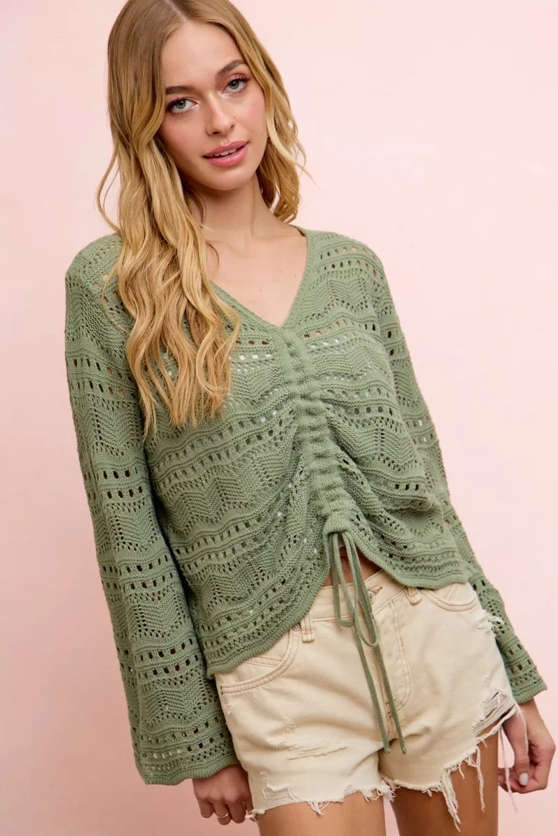 Ruched knit top styling