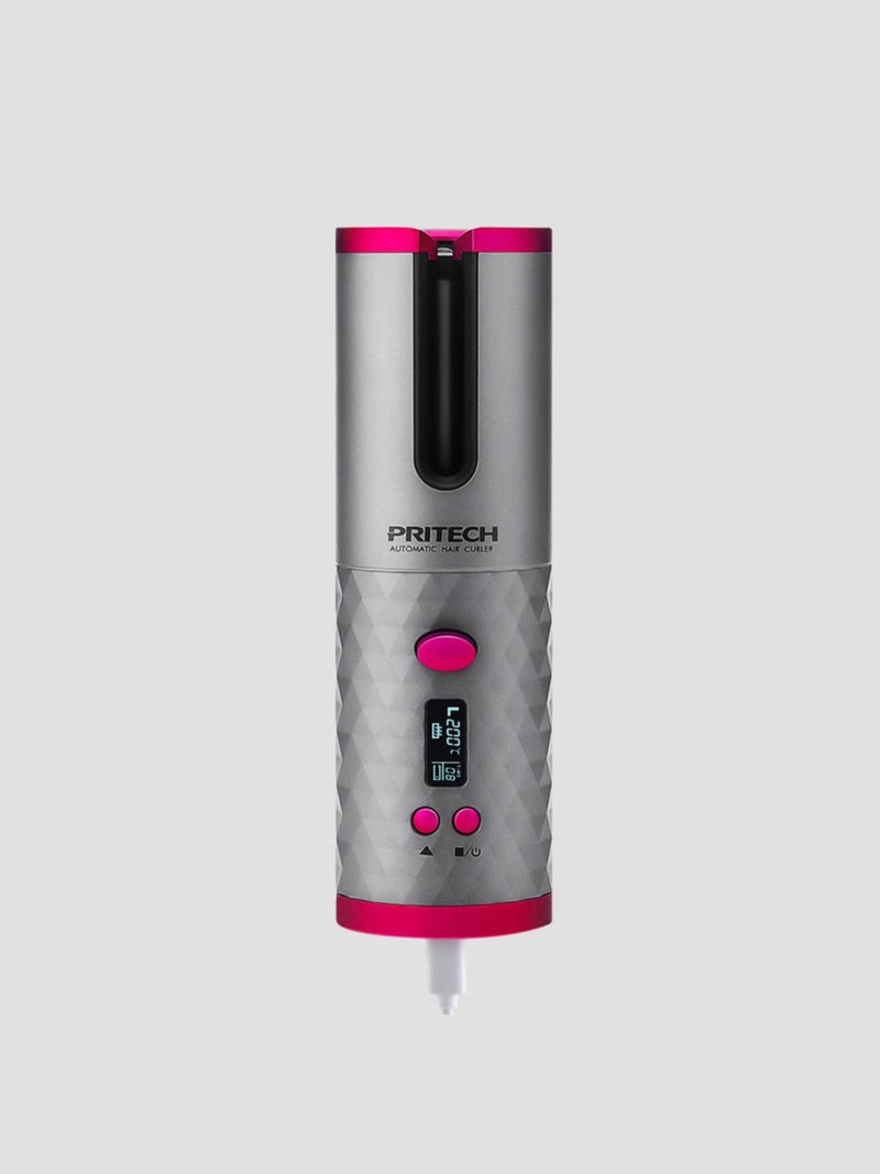 Dark gray portable automatic hair curler front view