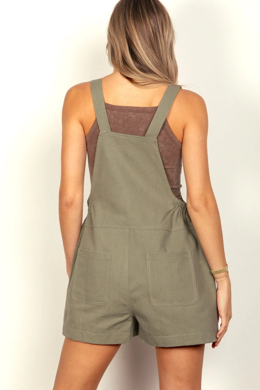 Adjustable Suspender Overalls with Pockets back view