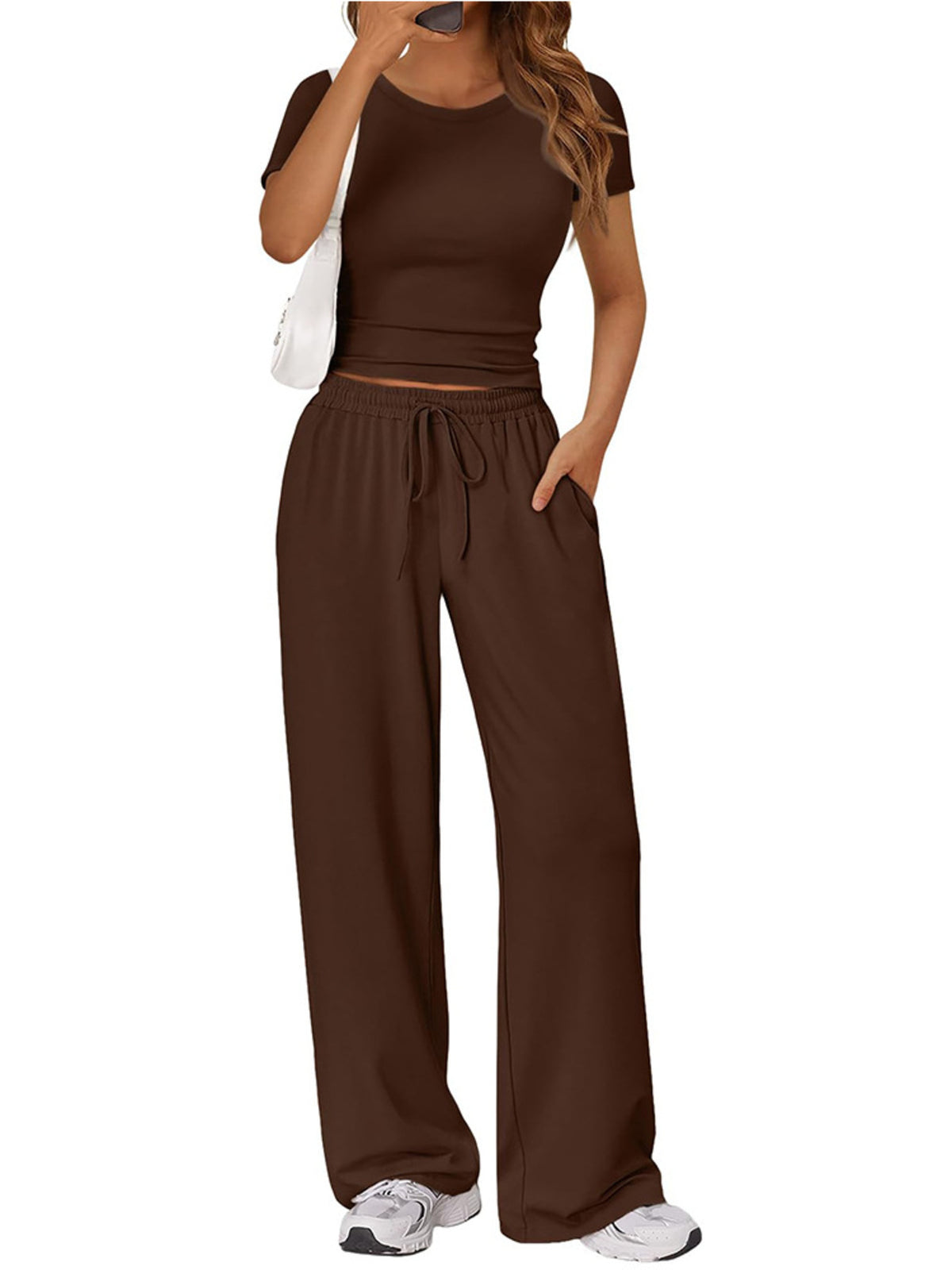 Tee and pants set profile view