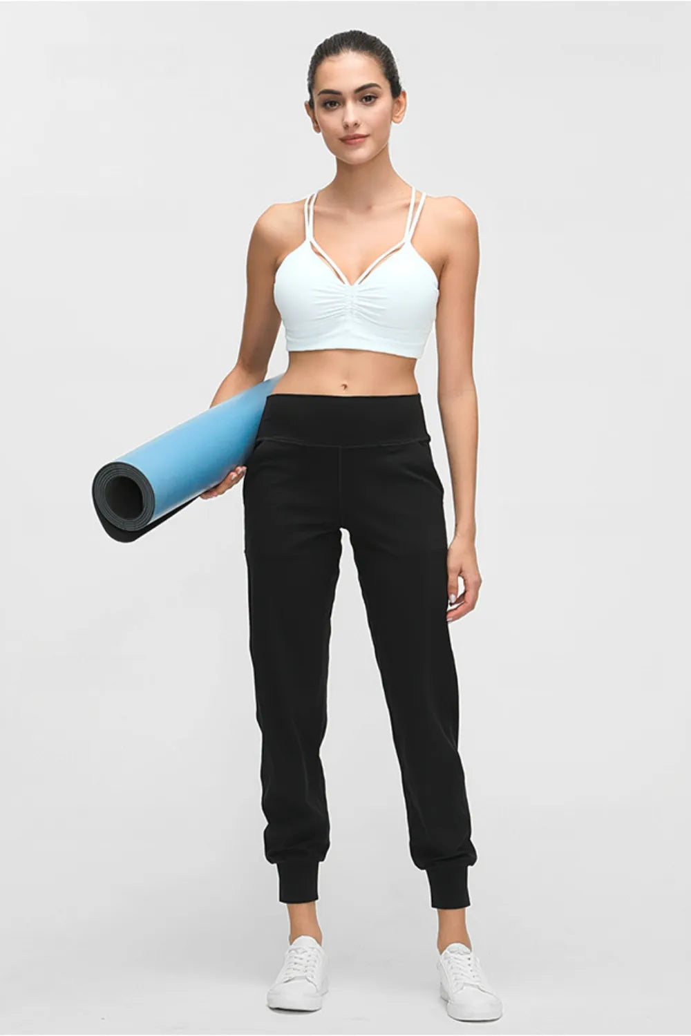 Tapered pants styled with tank