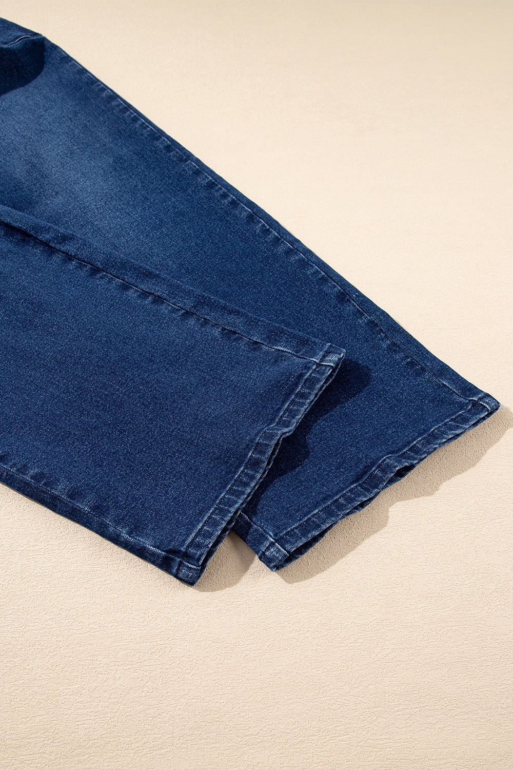 Straight leg navy denim styling view