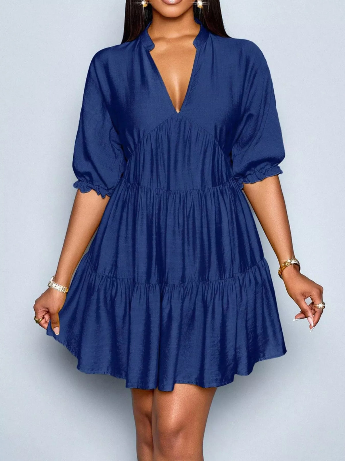 Half sleeve dress side profile view