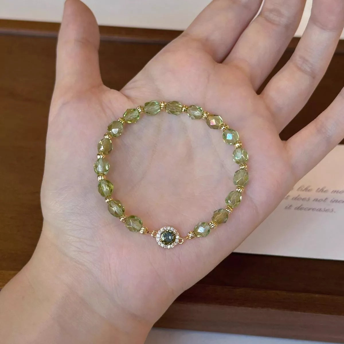 gold plated zircon bead bracelet styled on model