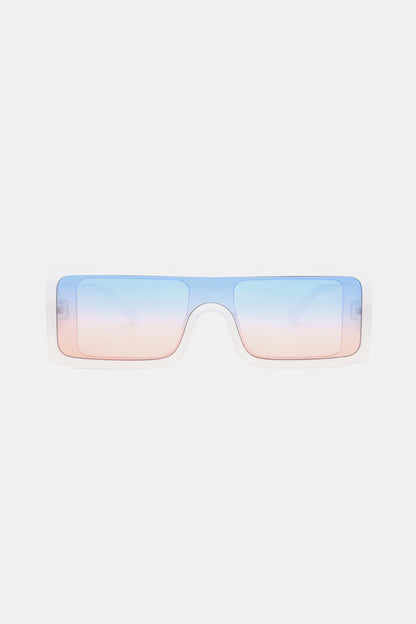 Polycarbonate Frame Rectangle Sunglasses White One Size - Fashorio