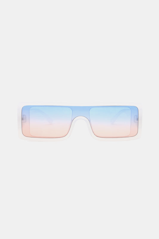 Polycarbonate Frame Rectangle Sunglasses White One Size - Fashorio