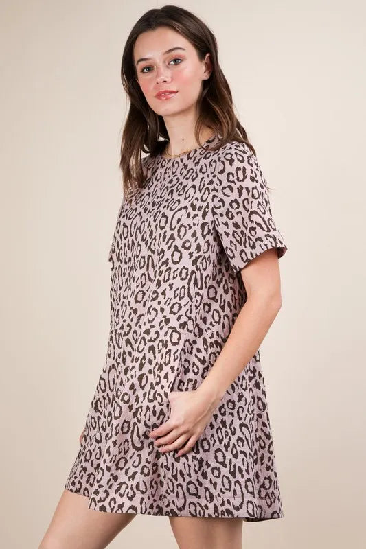 Leopard Printed Comfy Mini Dress detail
