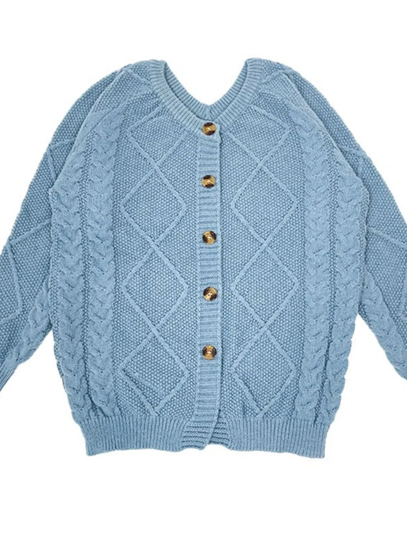 Button-Front Long Sleeve Cardigan - Fashorio
