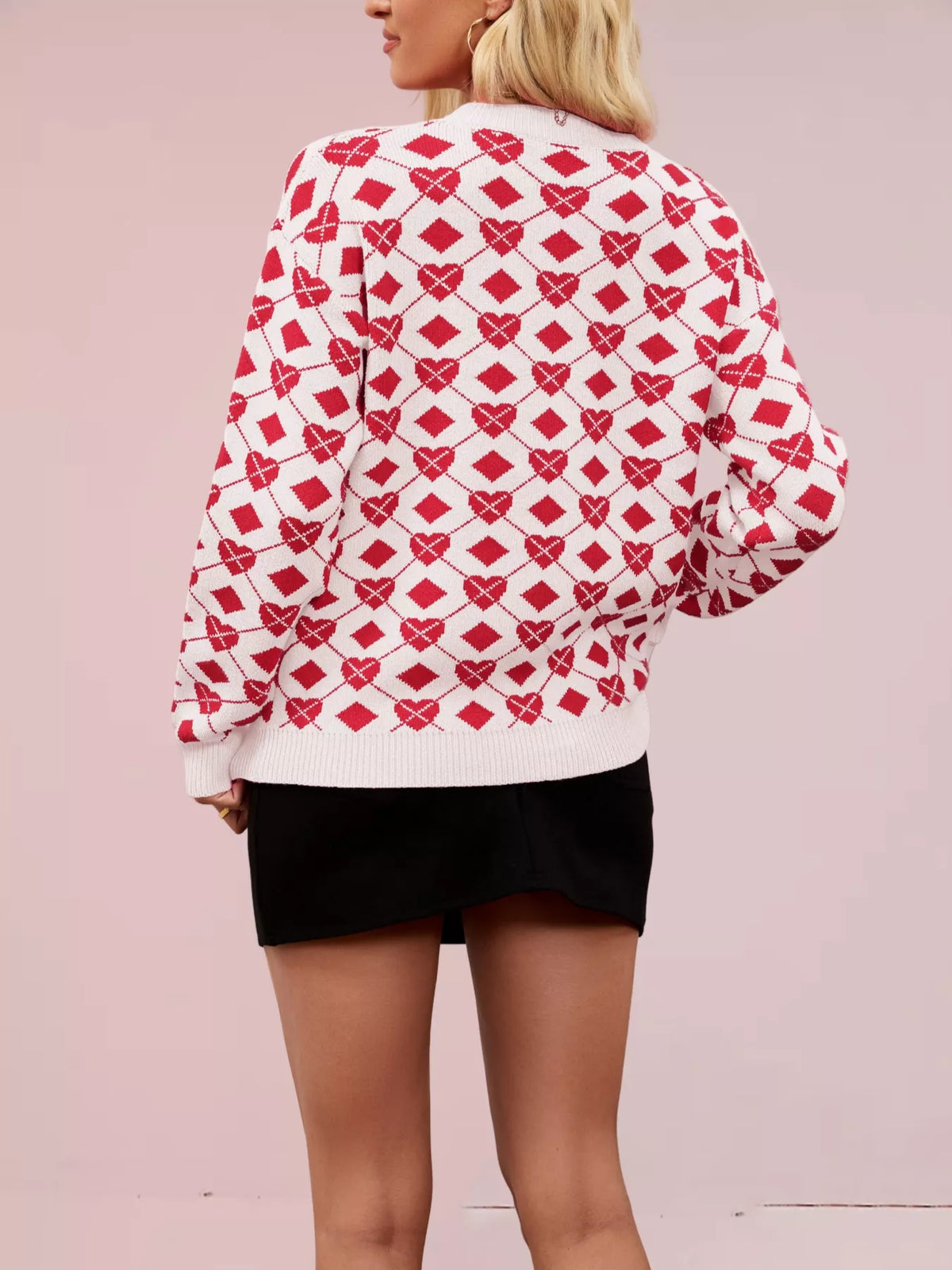 Heart and Diamond Pattern Sweater side view