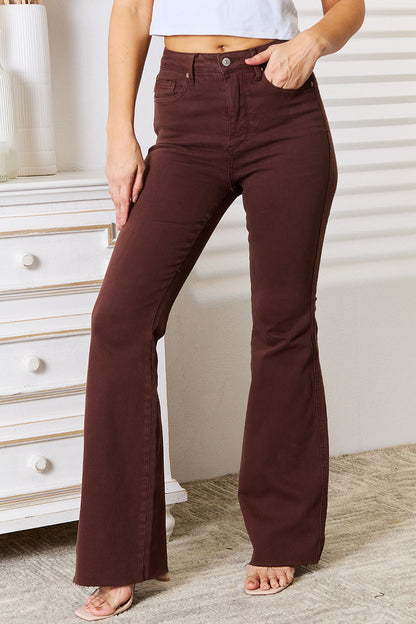 Judy Blue Full Size Tummy Control Garment Dyed Flare - Fashorio