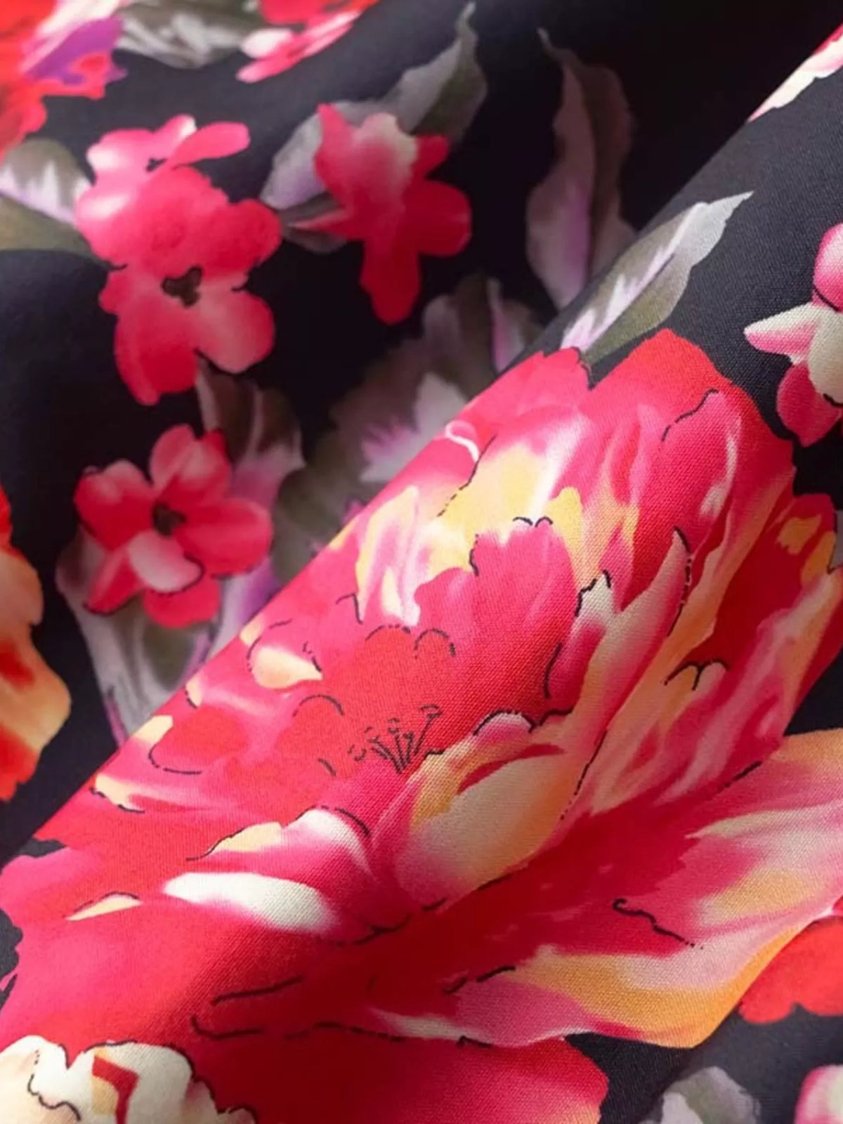 Floral print tiered ruffle hem mini dress front view