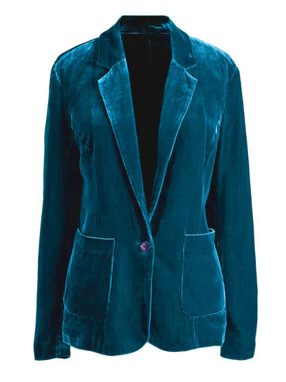 Pocketed Button Up Lapel Collar Blazer - Fashorio