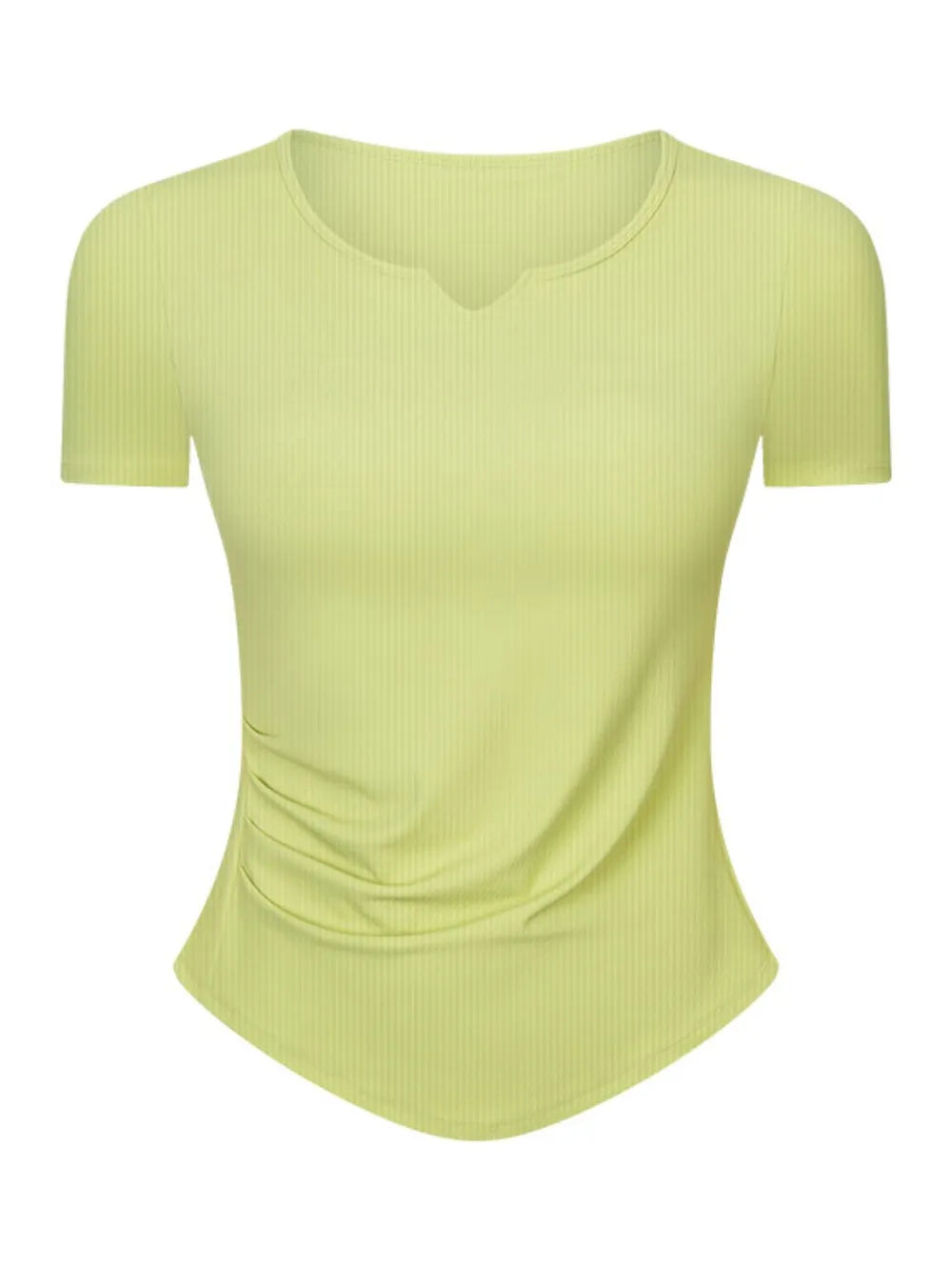 Notched neck short sleeve active t-shirt editorial view