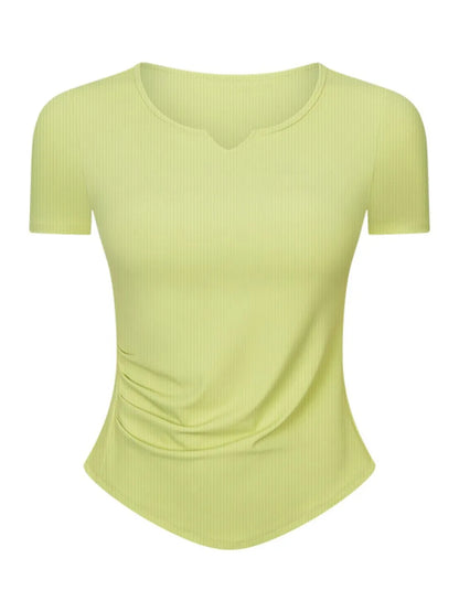 Millennia Notched Short Sleeve Active T-Shirt - Fashorio