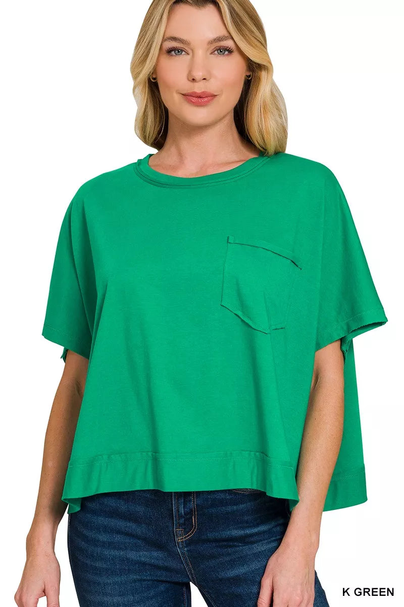 Zenana exposed seam boxy top, front view