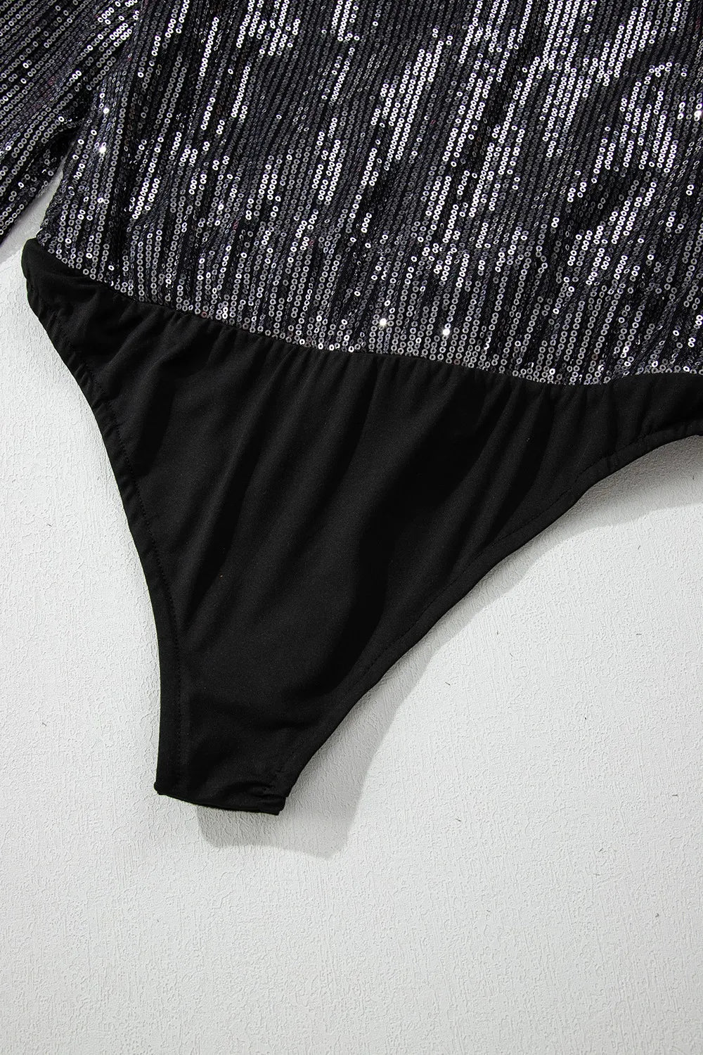 Sequin Surplice Long Sleeve Bodysuit - Fashorio