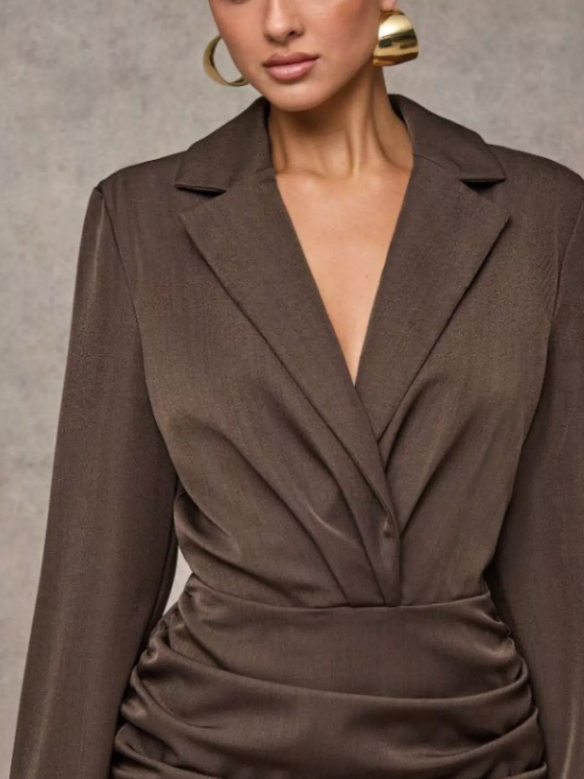 blazer long sleeve ruffled mini dress back view