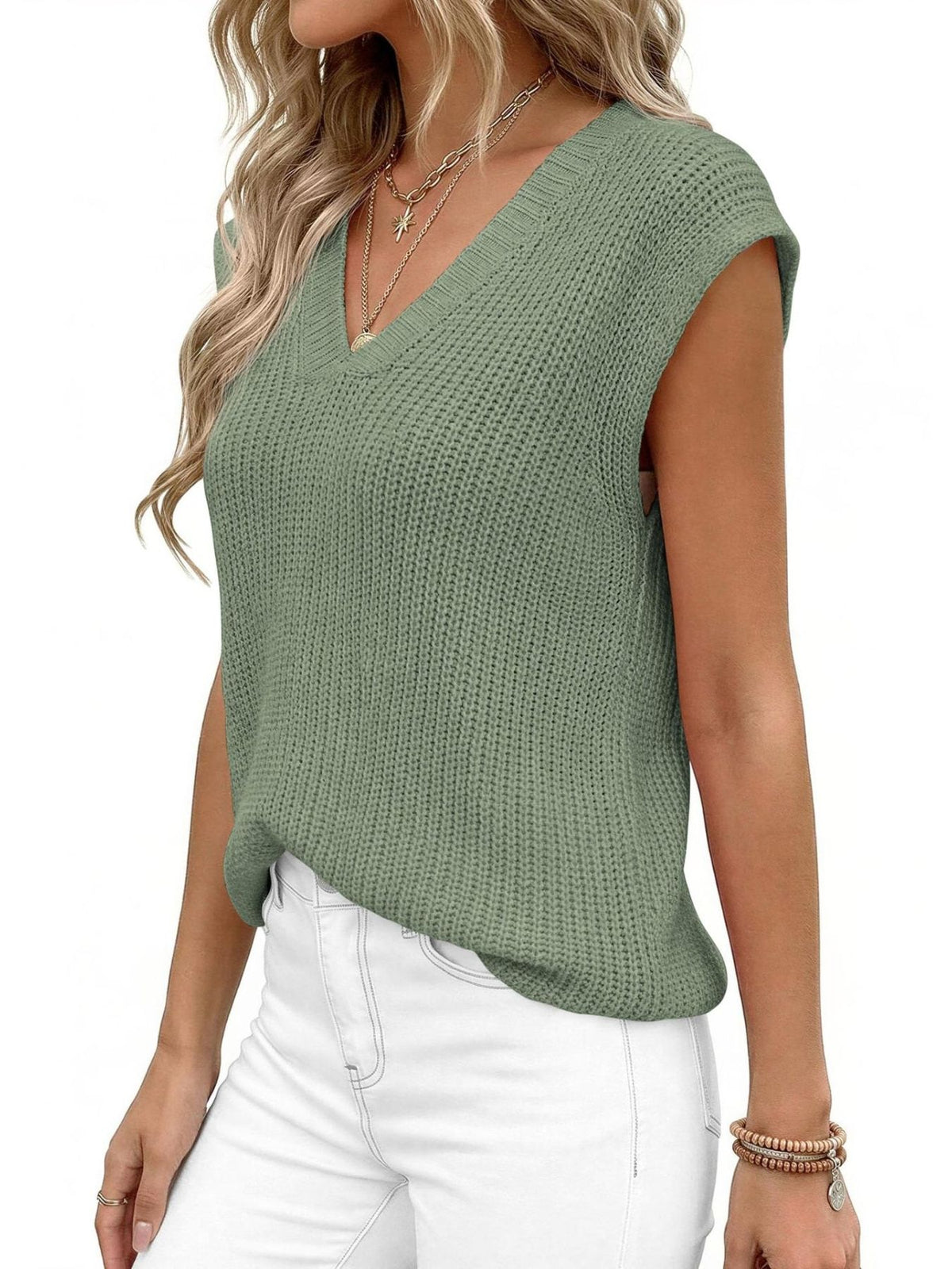 V Neck Knit Sweater Vest, view 18