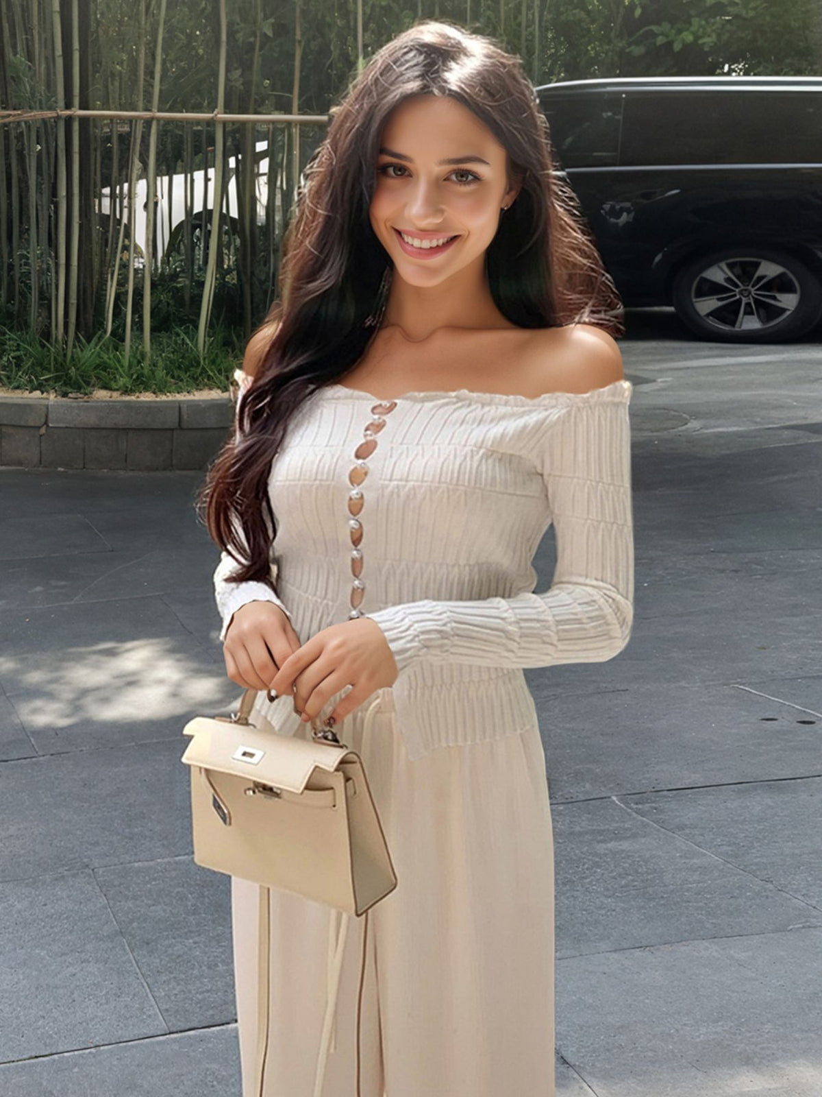 Slim fit knit top full look