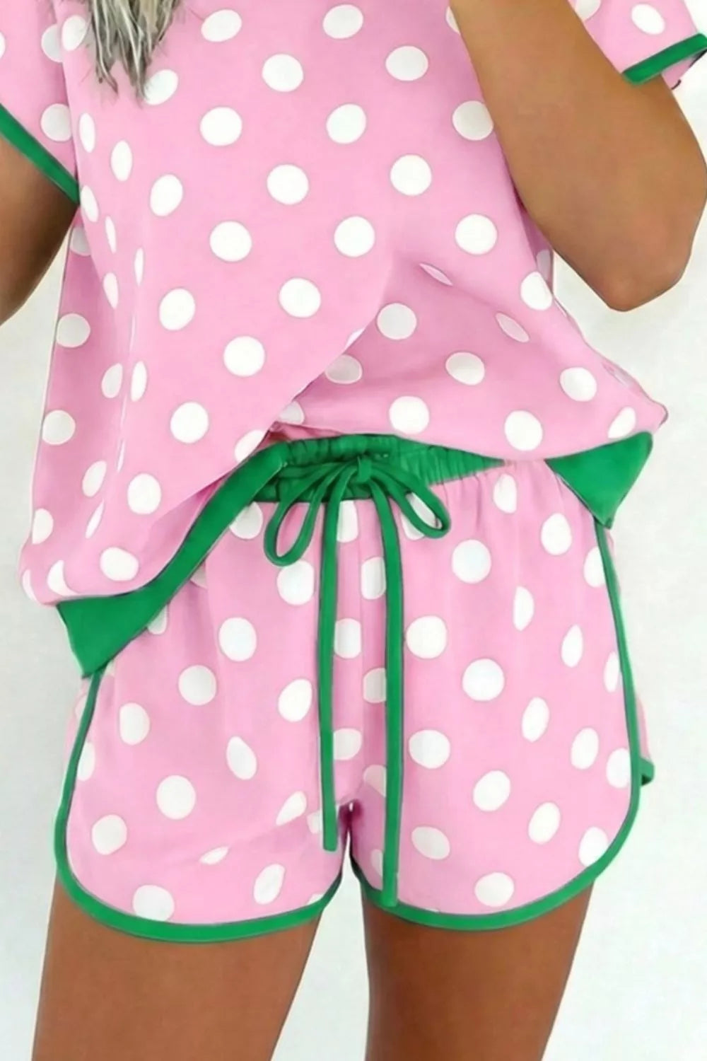 Polka dot set fabric texture close up