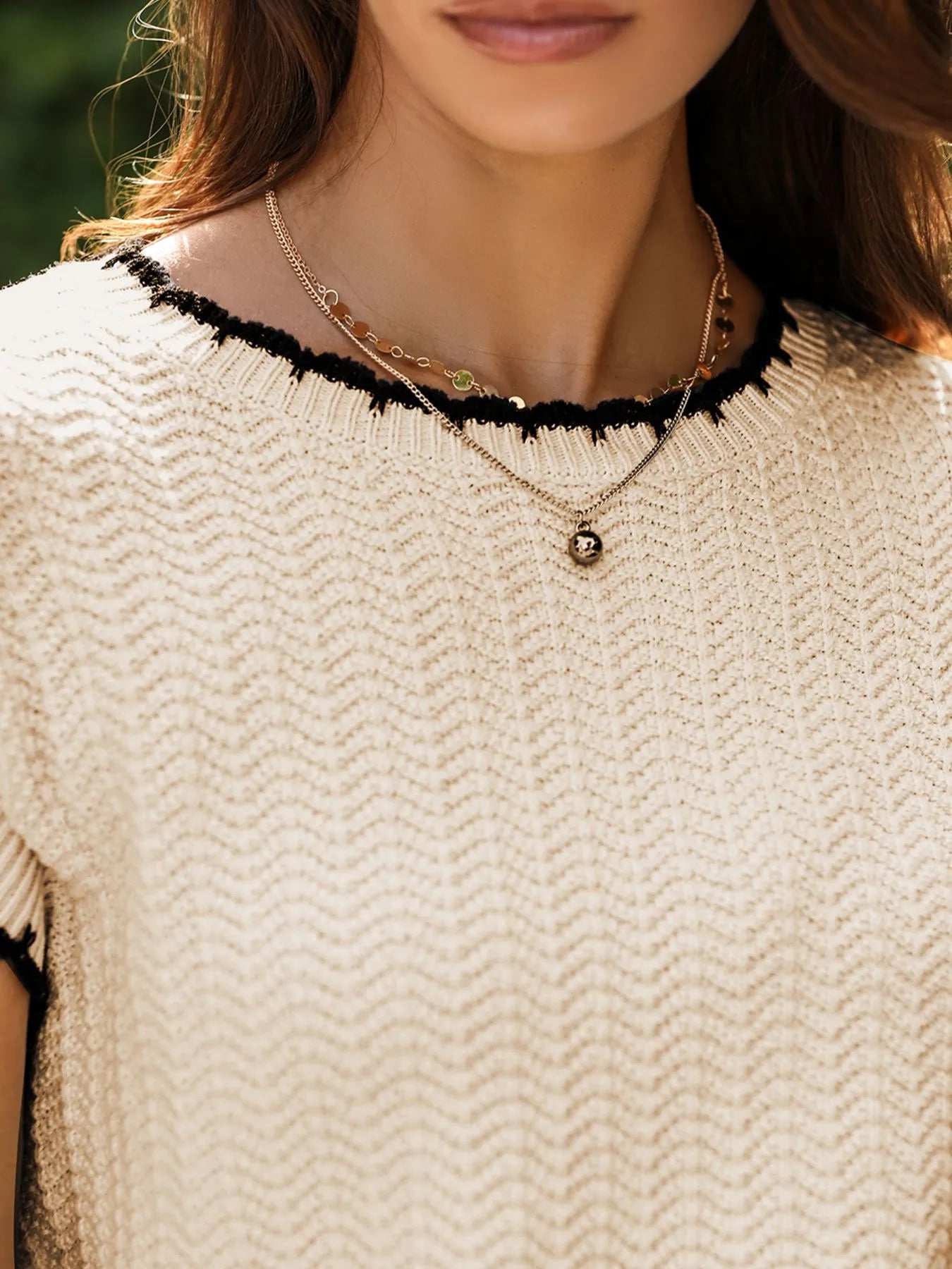 Contrast Trim Boxy Fit Sweater Vest - Fashorio