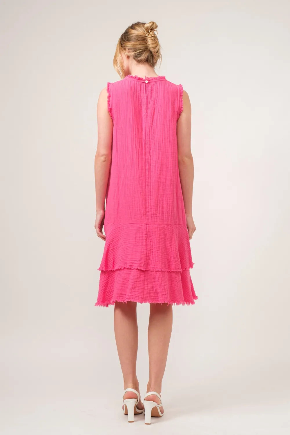 Washed Fringe Detail Tiered Dress detail