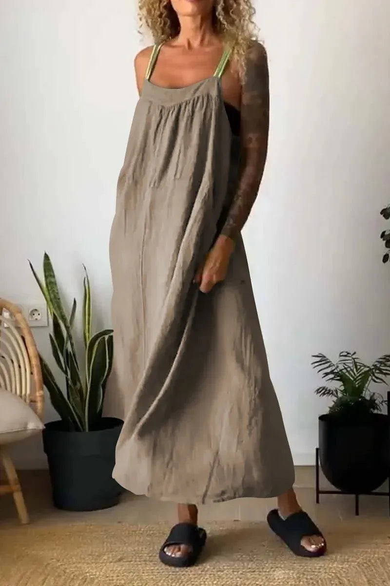 Ruched Cami Maxi Dress with Pockets Plus Size hem detail
