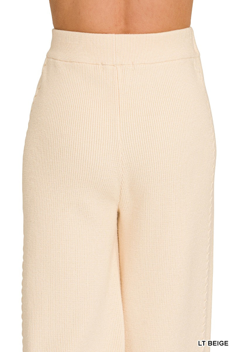 Neutral sweater pants back view