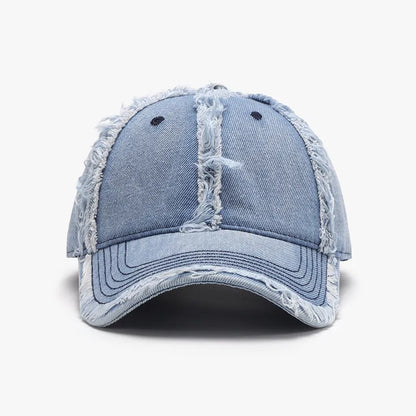 Raw Hem Cotton Baseball Cap - Fashorio