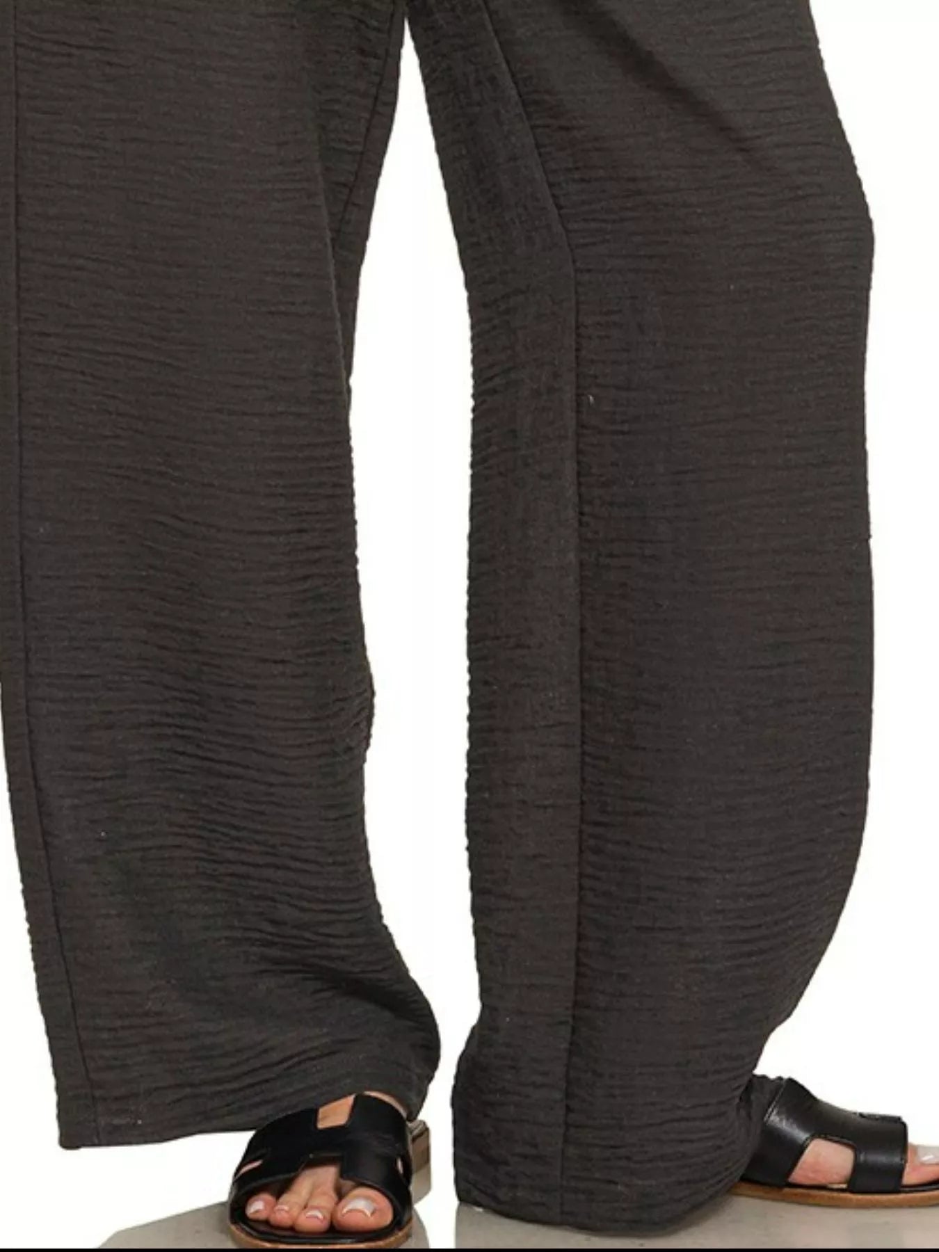 Zenana Woven Crepe Elastic Band Pants - Fashorio