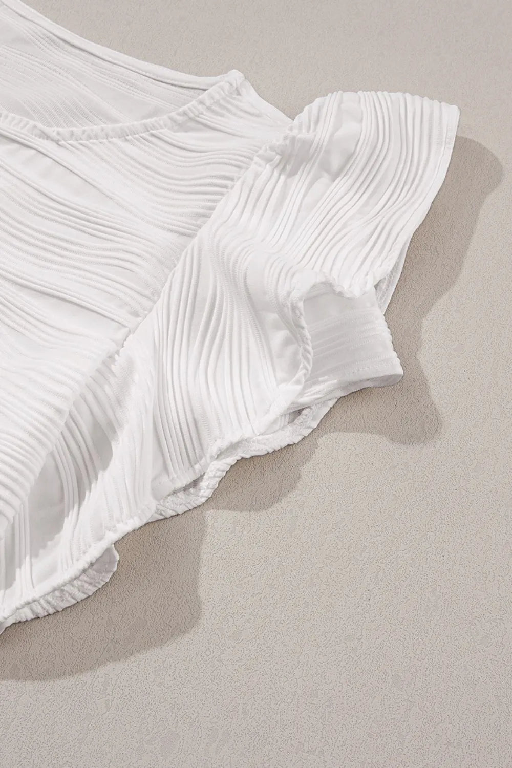 Ruffled Round Neck Textured Top - Fashorio