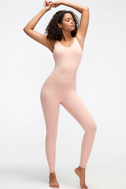 Crisscross Wide Strap Active Jumpsuit - Fashorio