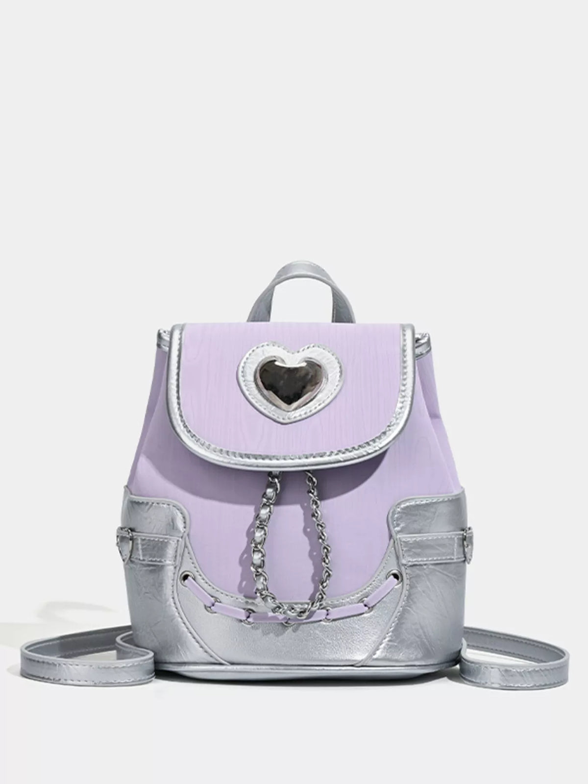 Heart flap mini backpack interior compartment