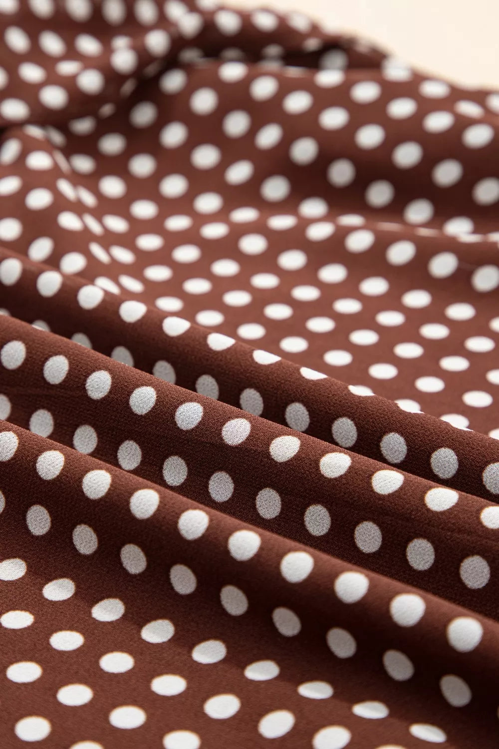 Caramel polka dot backless tiered maxi dress, full outfit view