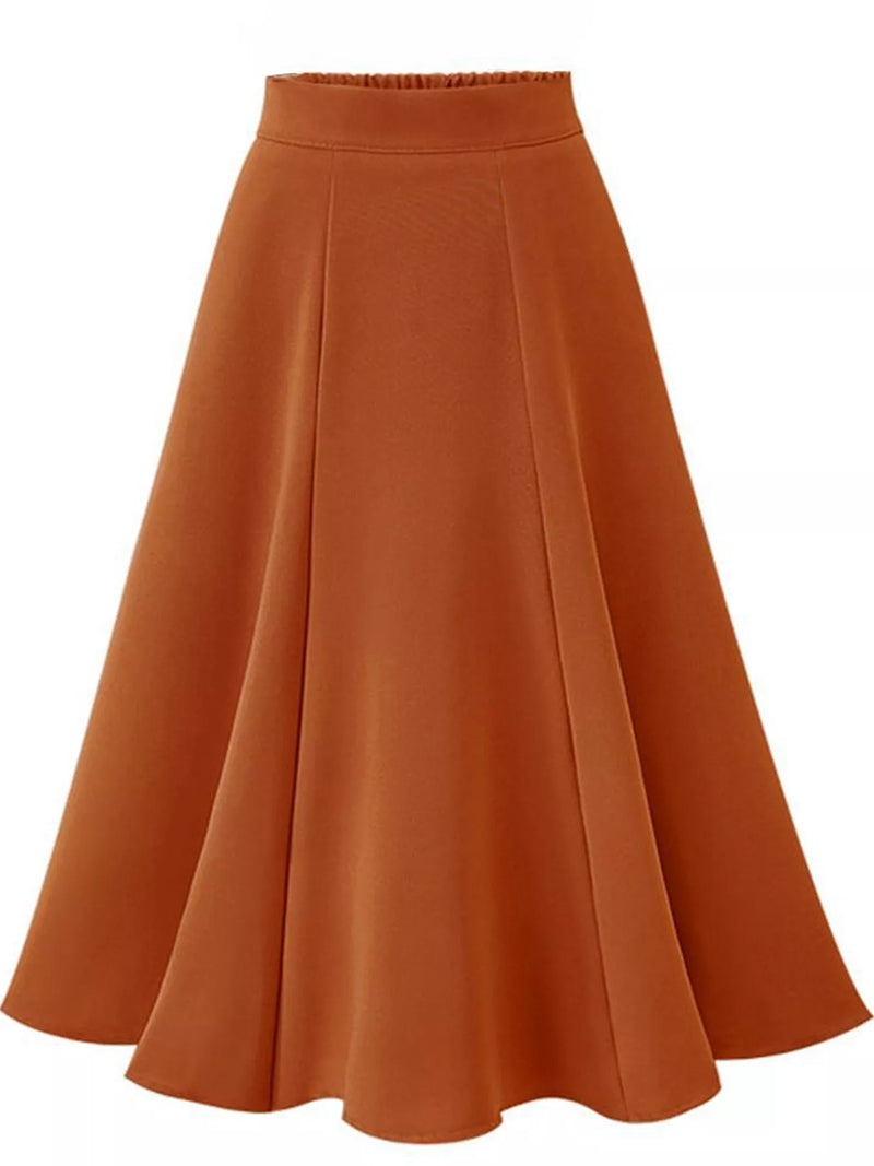 Juna a line pleated midi skirt shown on a model