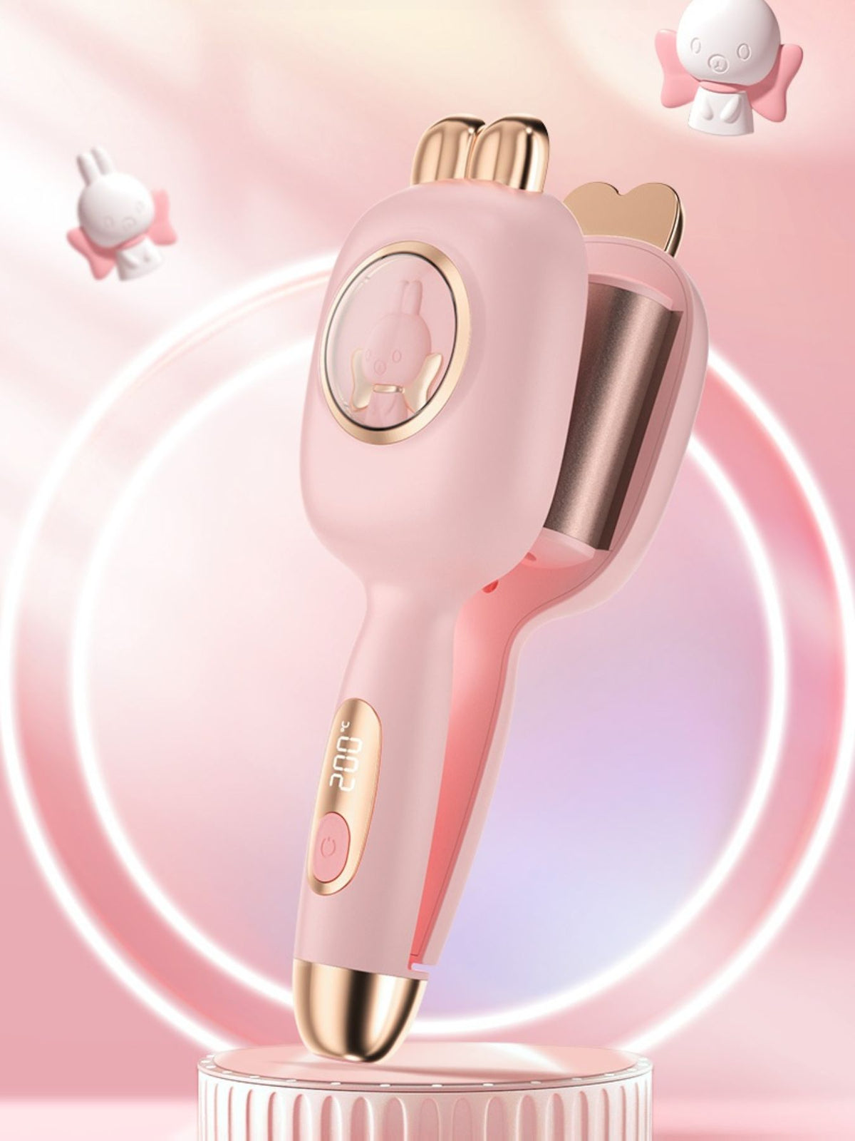 Pink fast heating curling iron