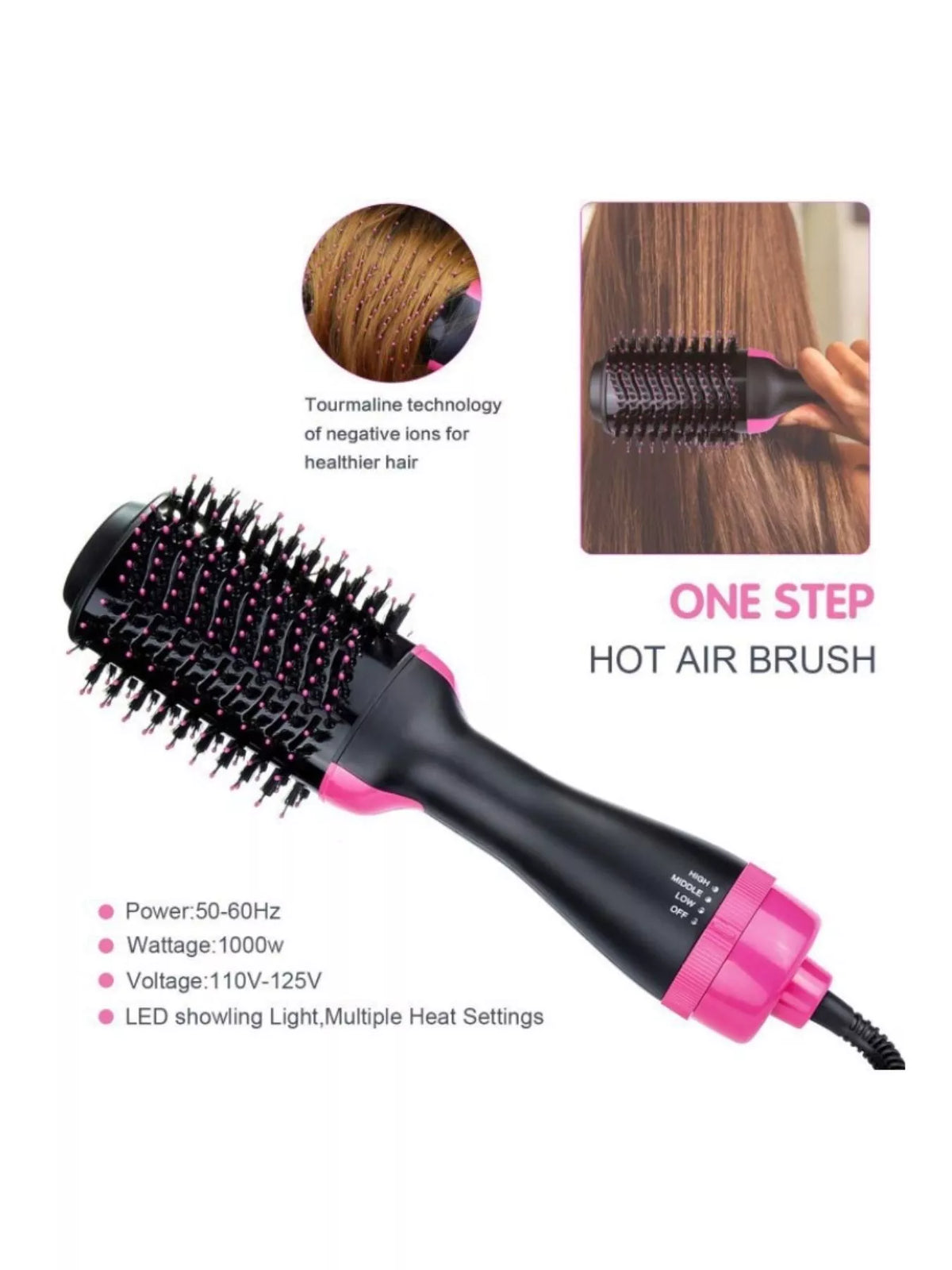 Hot air brush handle and controls