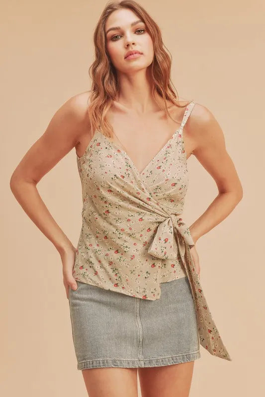 Ditsy floral surplice cami front view