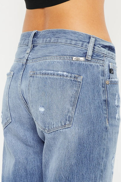 Kancan Mid Rise Distressed Straight Jeans - Fashorio