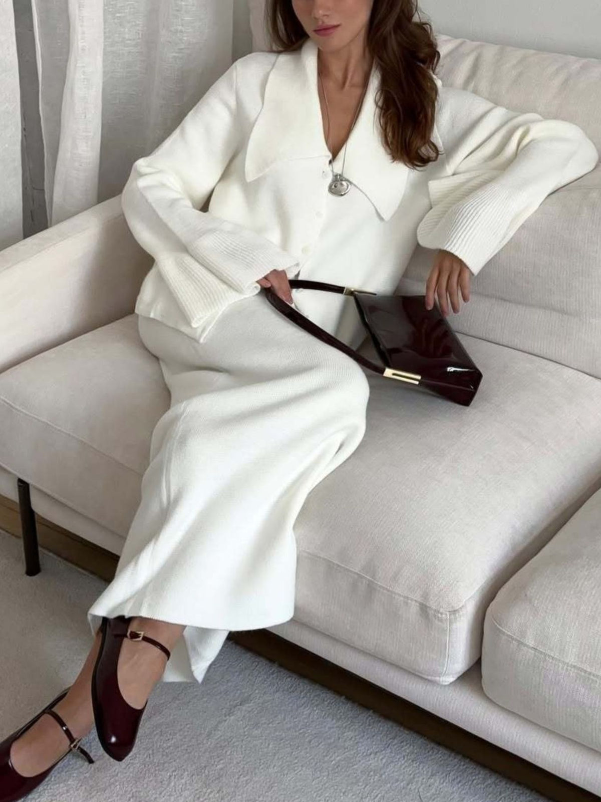 Matching knit skirt set view