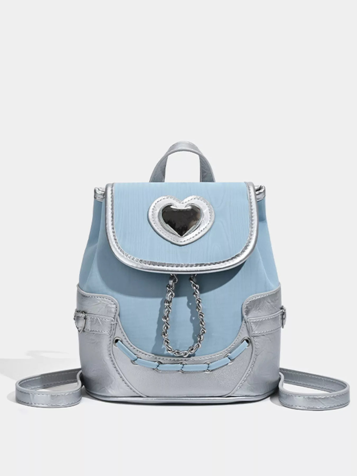 Heart flap mini backpack front view