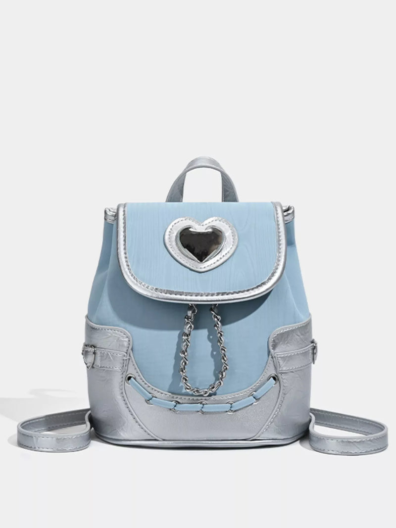 Heart flap mini backpack front view