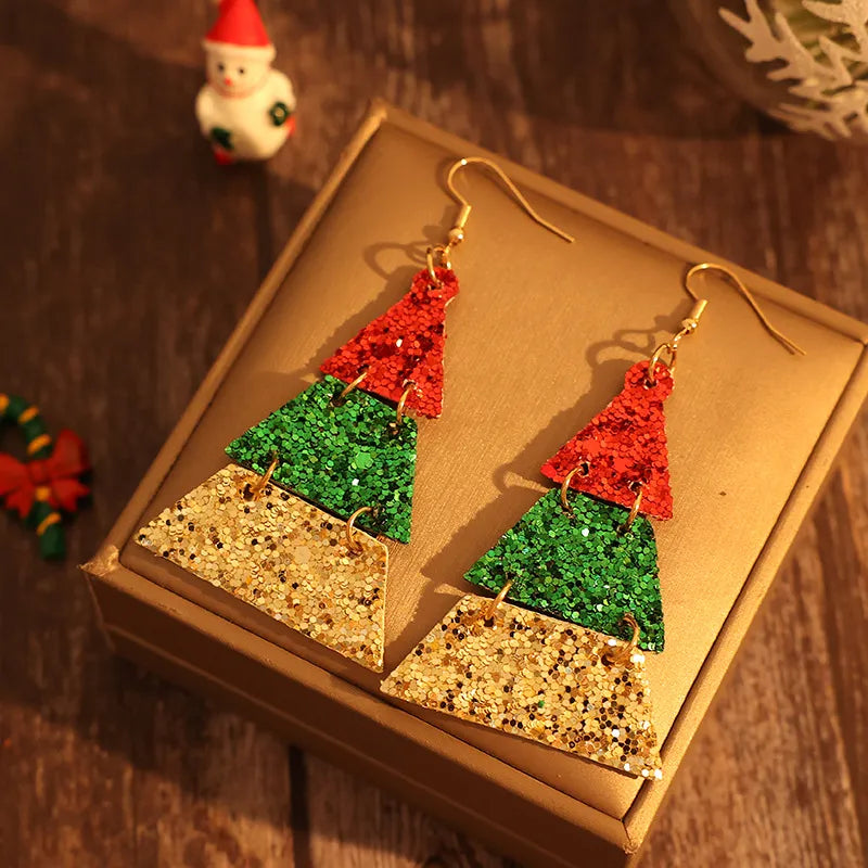 Faux Leather Sequin Earrings detail