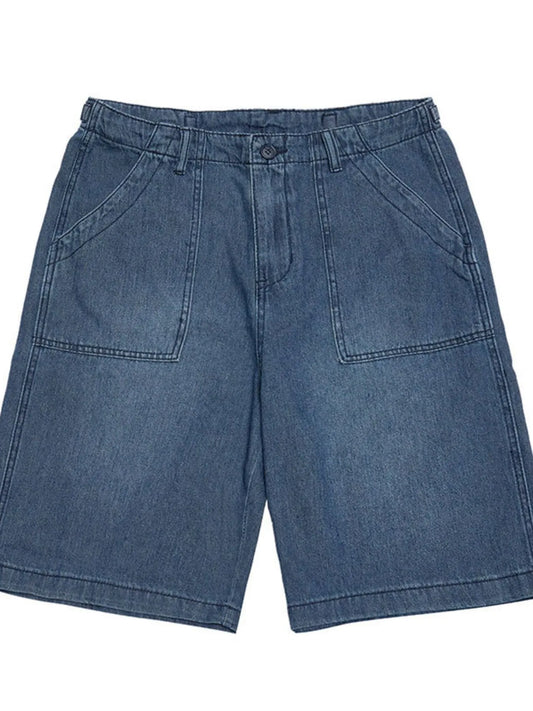 Men's Pocketed Denim Shorts Blue - Fashorio