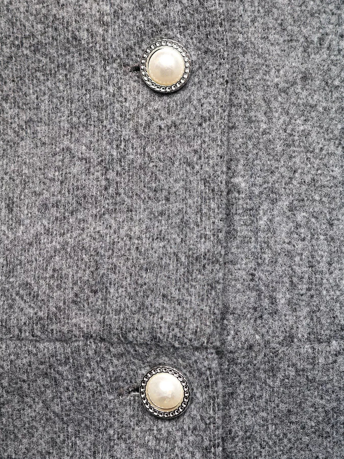 a line long sleeve button down dress in gray close up